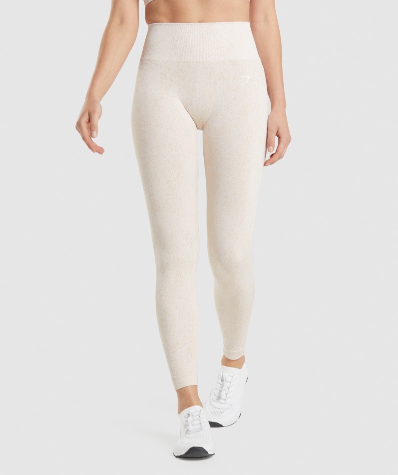Gymshark Adapt Fleck Sømløse Leggings Mineral-kokos Hvit