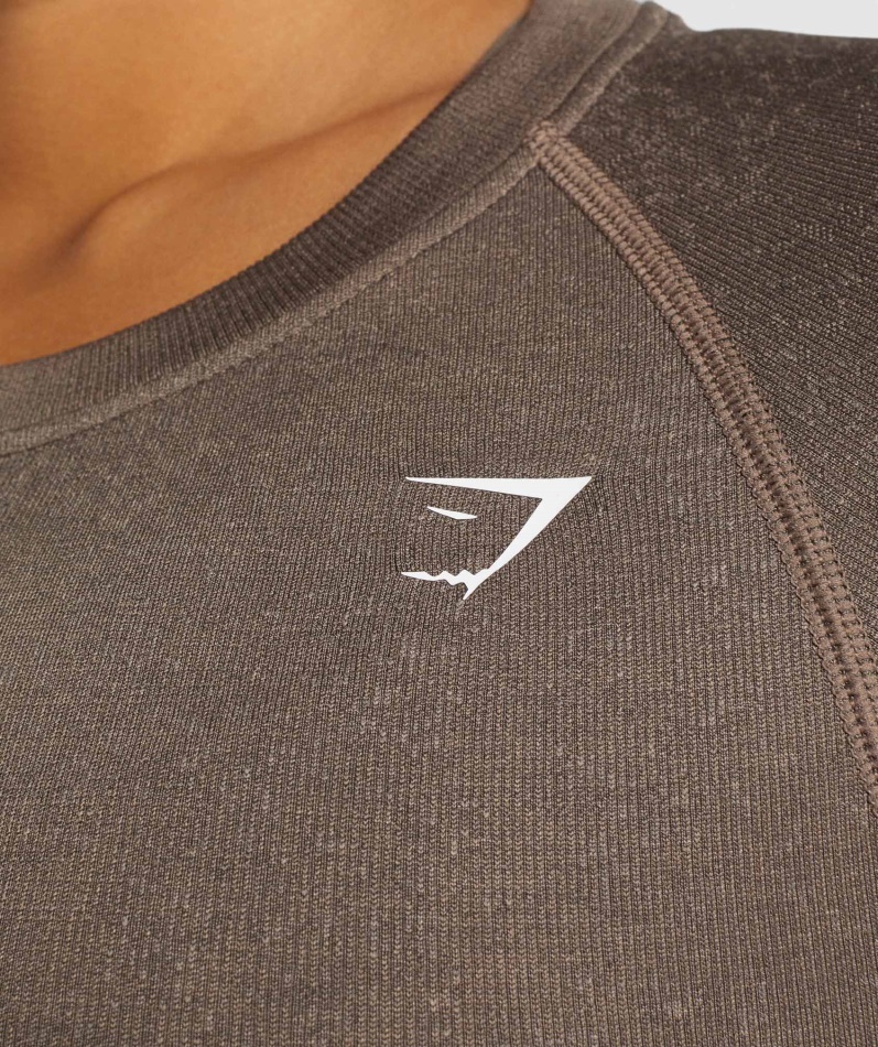 Gymshark Adapt Fleck Sømløs Langermet Crop Top Mineralbrun