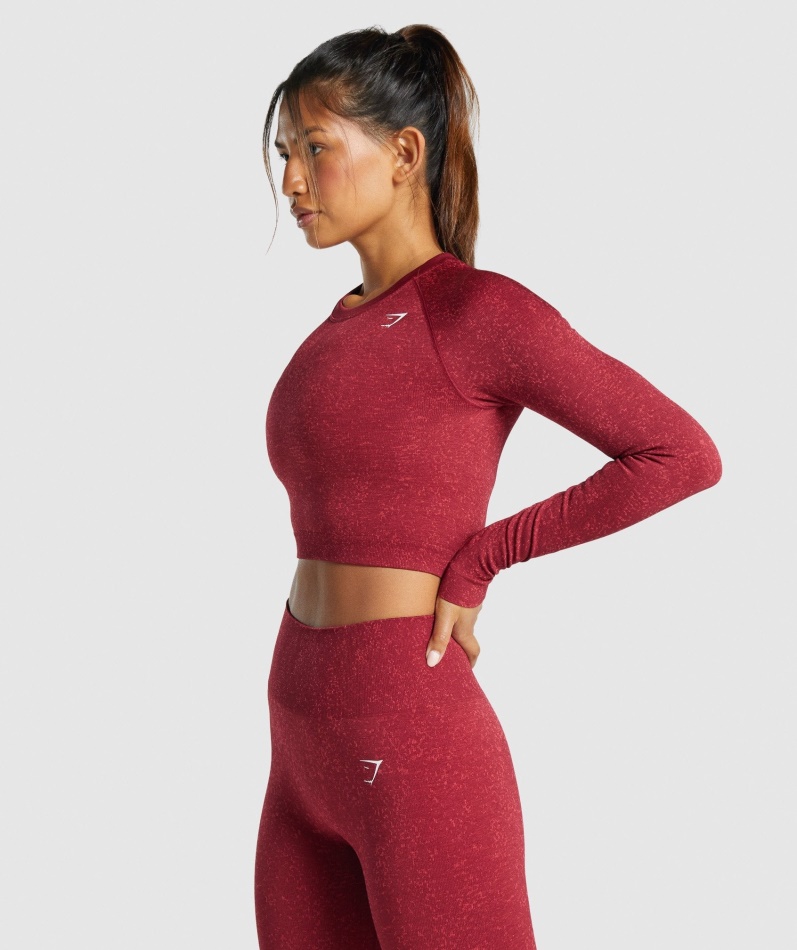Gymshark Adapt Fleck Sømløs Langermet Crop Top Mineral-burgunder