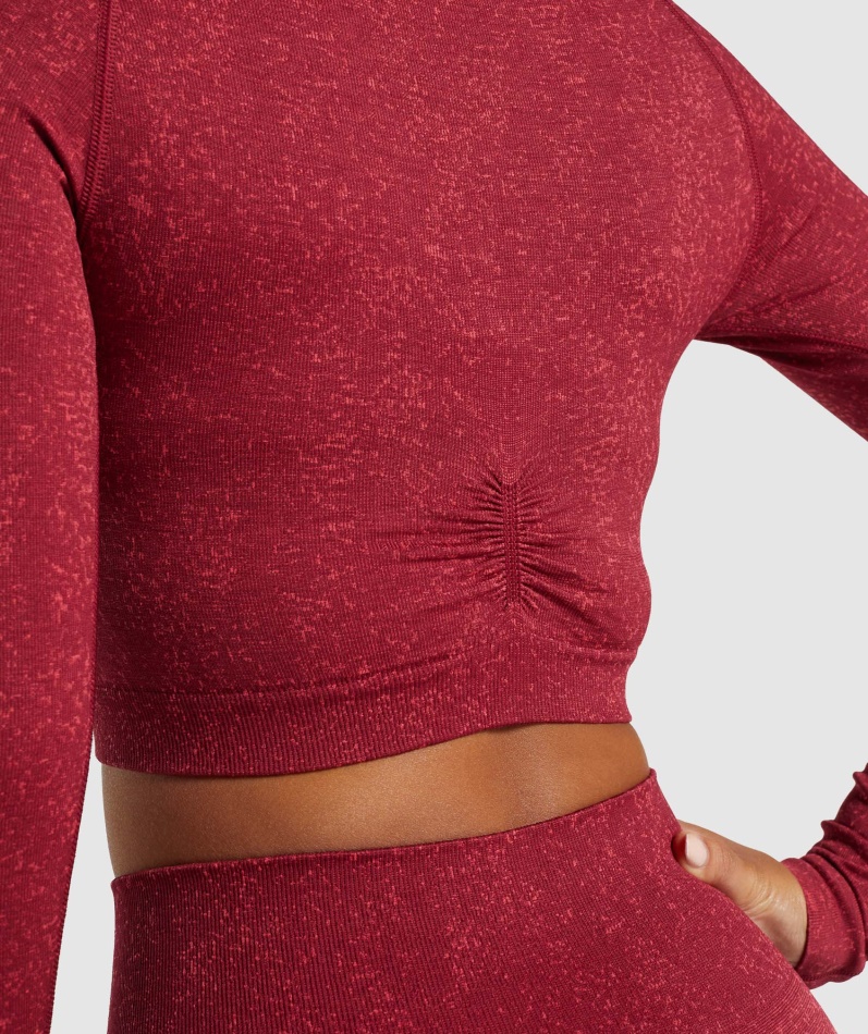 Gymshark Adapt Fleck Sømløs Langermet Crop Top Mineral-burgunder