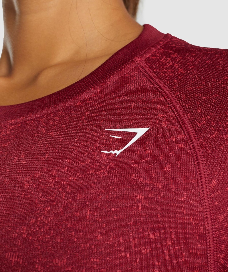 Gymshark Adapt Fleck Sømløs Langermet Crop Top Mineral-burgunder