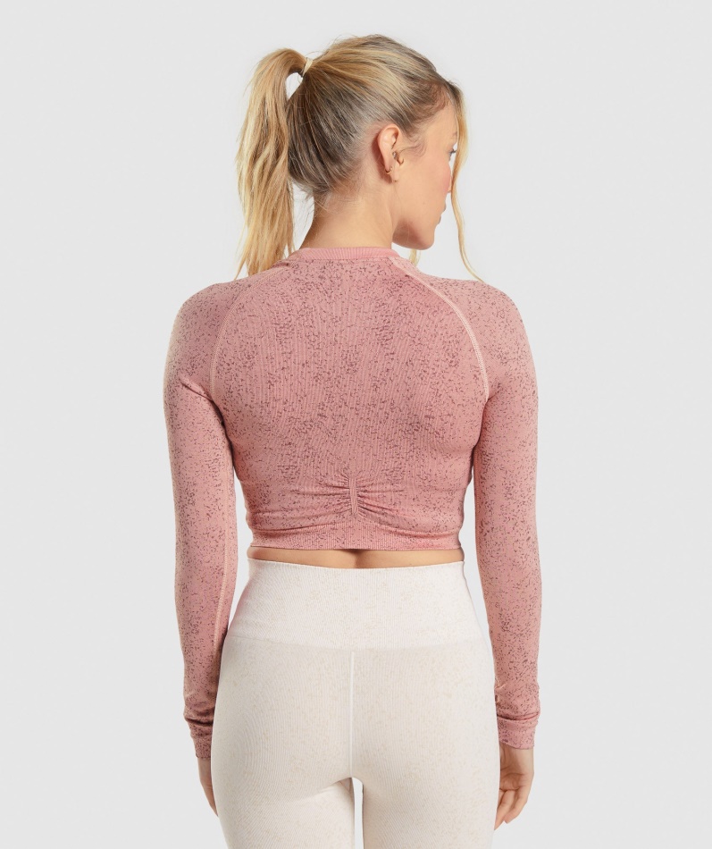 Gymshark Adapt Fleck Sømløs Langermet Crop Top Mineral-paige Rosa