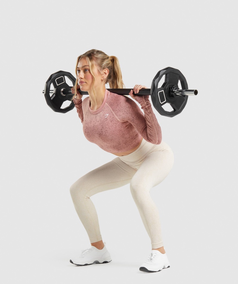 Gymshark Adapt Fleck Sømløs Langermet Crop Top Mineral-paige Rosa
