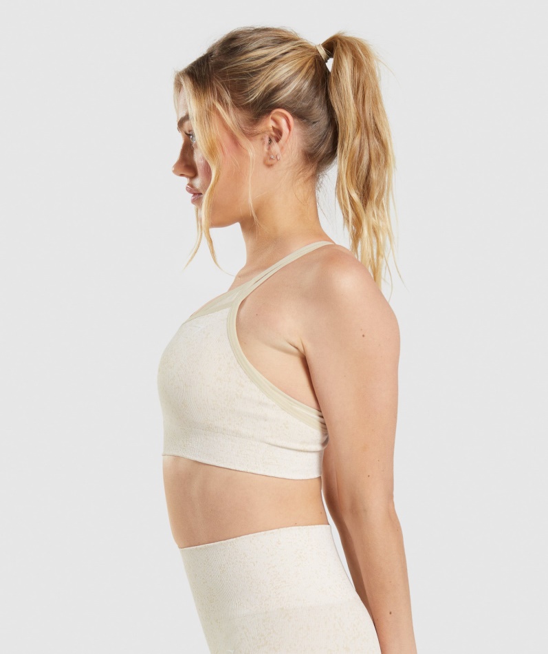 Gymshark Adapt Fleck Sømløs Sports-bh Mineral-kokos Hvit
