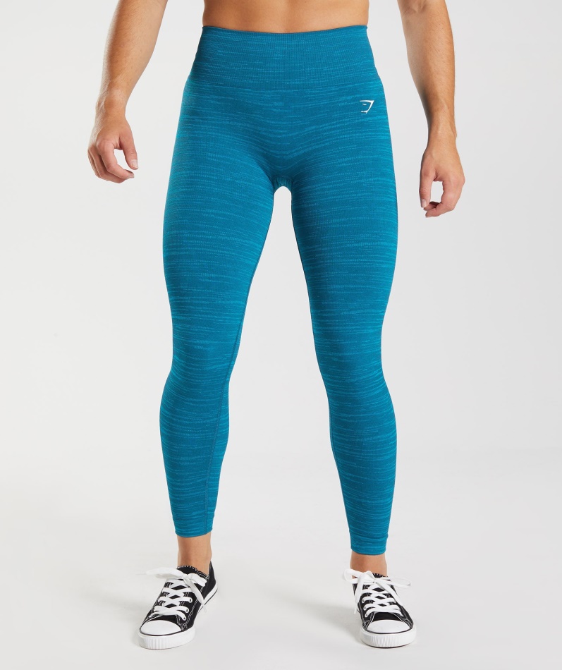 Gymshark Adapt Marl Sømløse Leggings Vlt-atlantic Blå-hai Blå