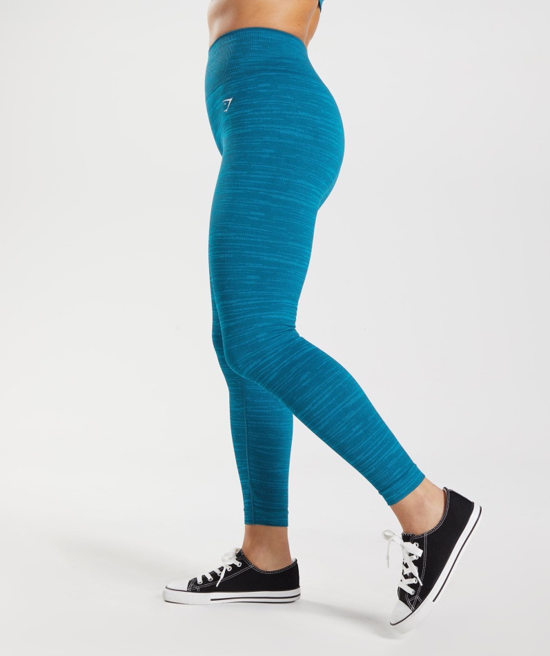 Gymshark Adapt Marl Sømløse Leggings Vlt-atlantic Blå-hai Blå