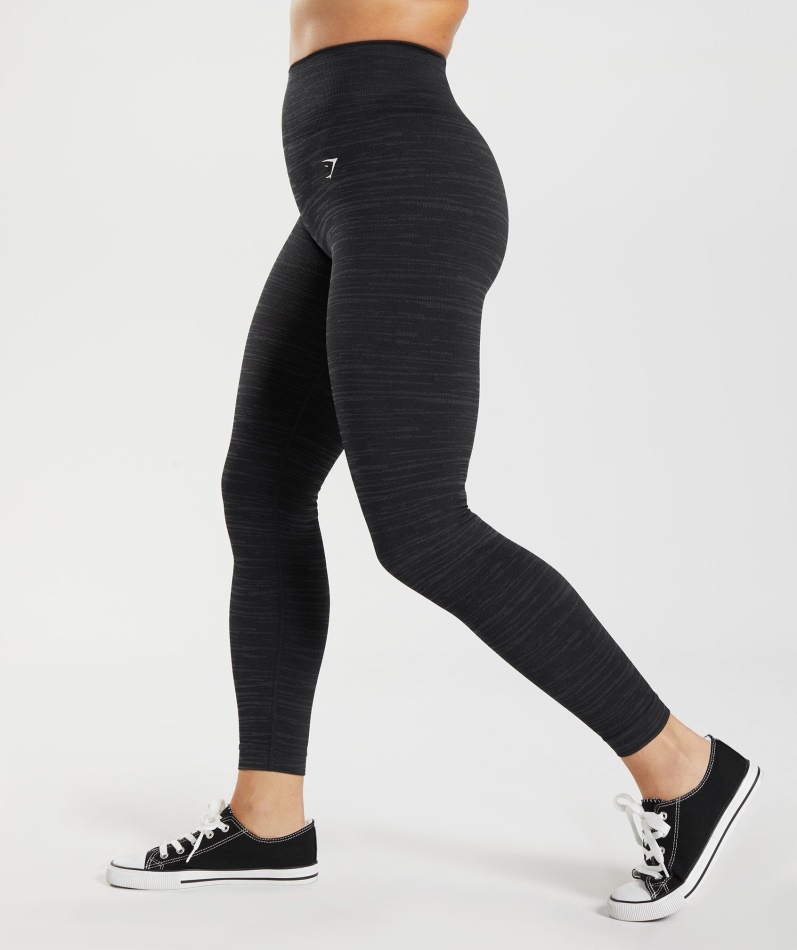 Gymshark Adapt Marl Sømløse Leggings Vlt-svart-smokey Grå