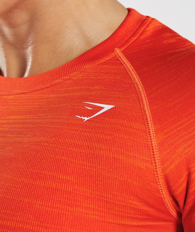 Gymshark Adapt Marl Sømløs Langermet Crop Top Vlt-pepper Rød-syr Oransje
