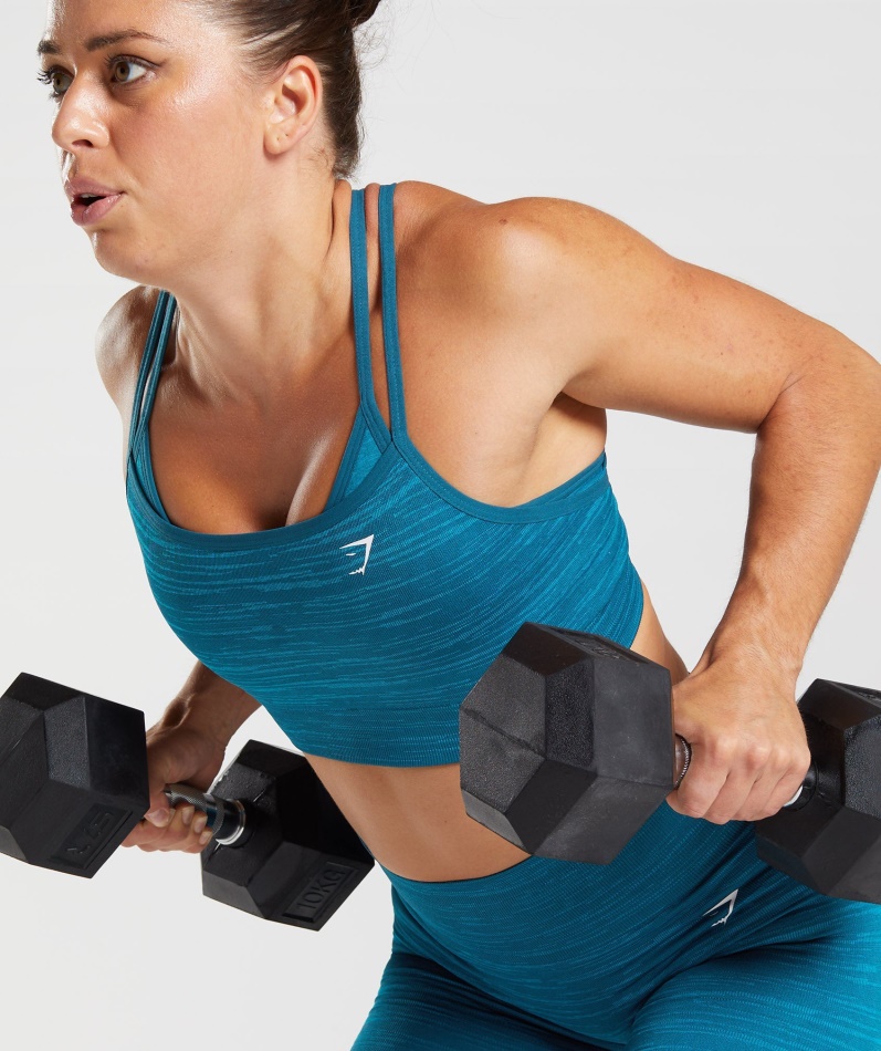 Gymshark Adapt Marl Sømløs Sports-bh Vlt-atlantic Blå-hai Blå