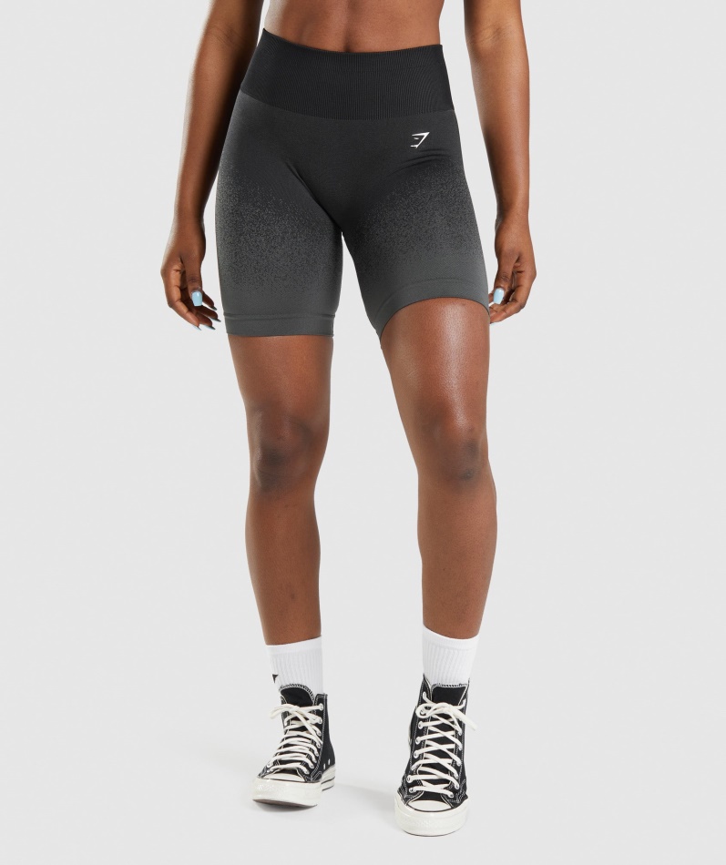 Gymshark Adapt Ombre Sømløs Sykkelshorts Svart-grå