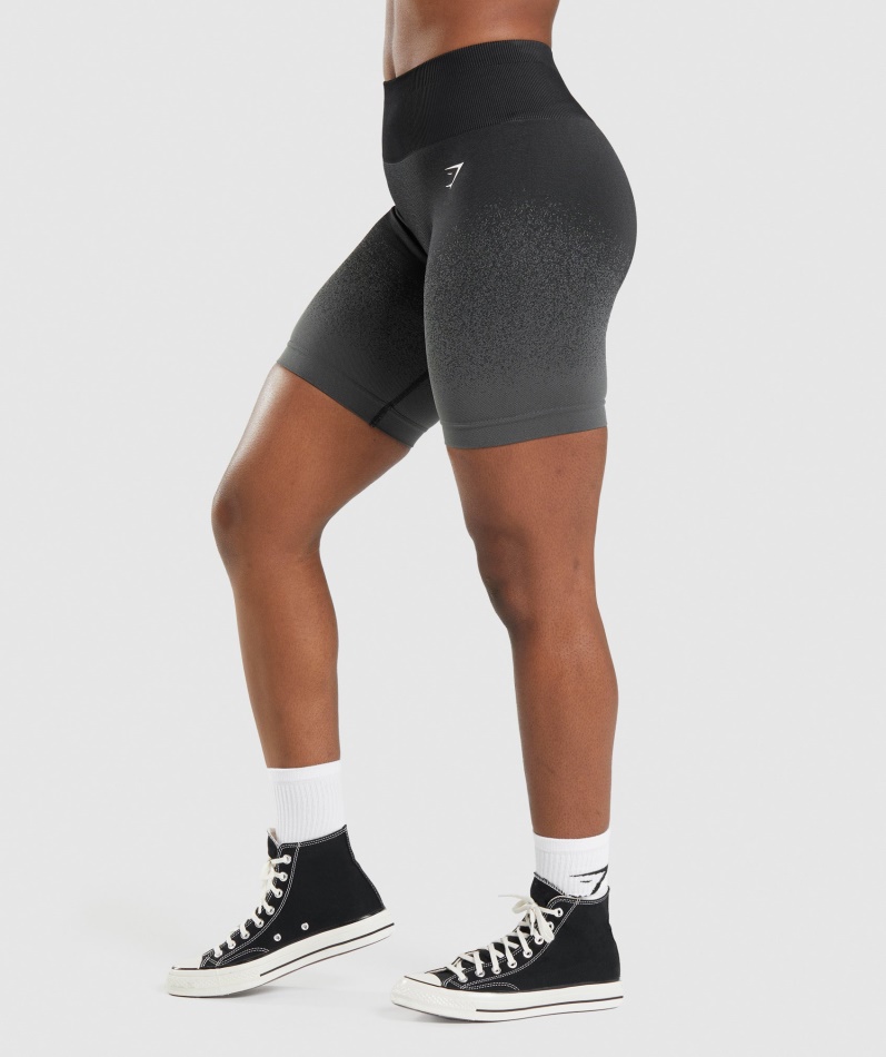 Gymshark Adapt Ombre Sømløs Sykkelshorts Svart-grå