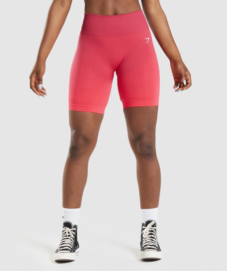 Gymshark Adapt Ombre Sømløs Sykkelshorts Rosa-rød