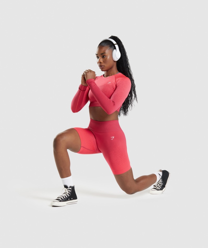 Gymshark Adapt Ombre Sømløs Sykkelshorts Rosa-rød