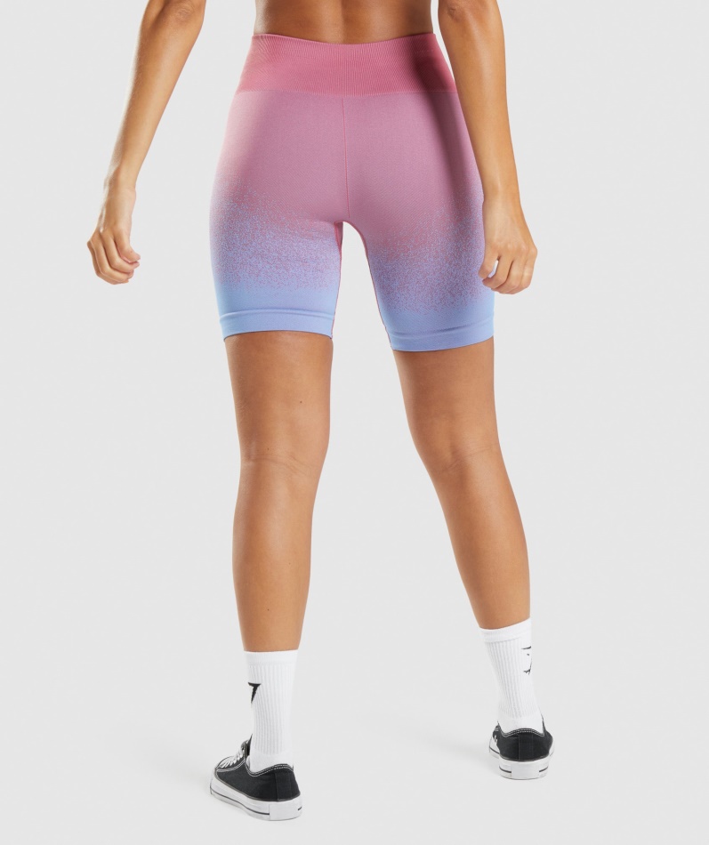 Gymshark Adapt Ombre Sømløs Sykkelshorts Rosa Rosa-lyseblå