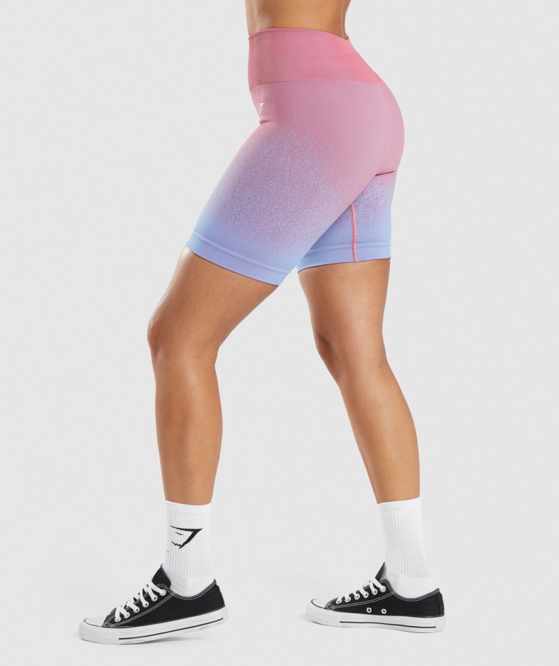 Gymshark Adapt Ombre Sømløs Sykkelshorts Rosa Rosa-lyseblå