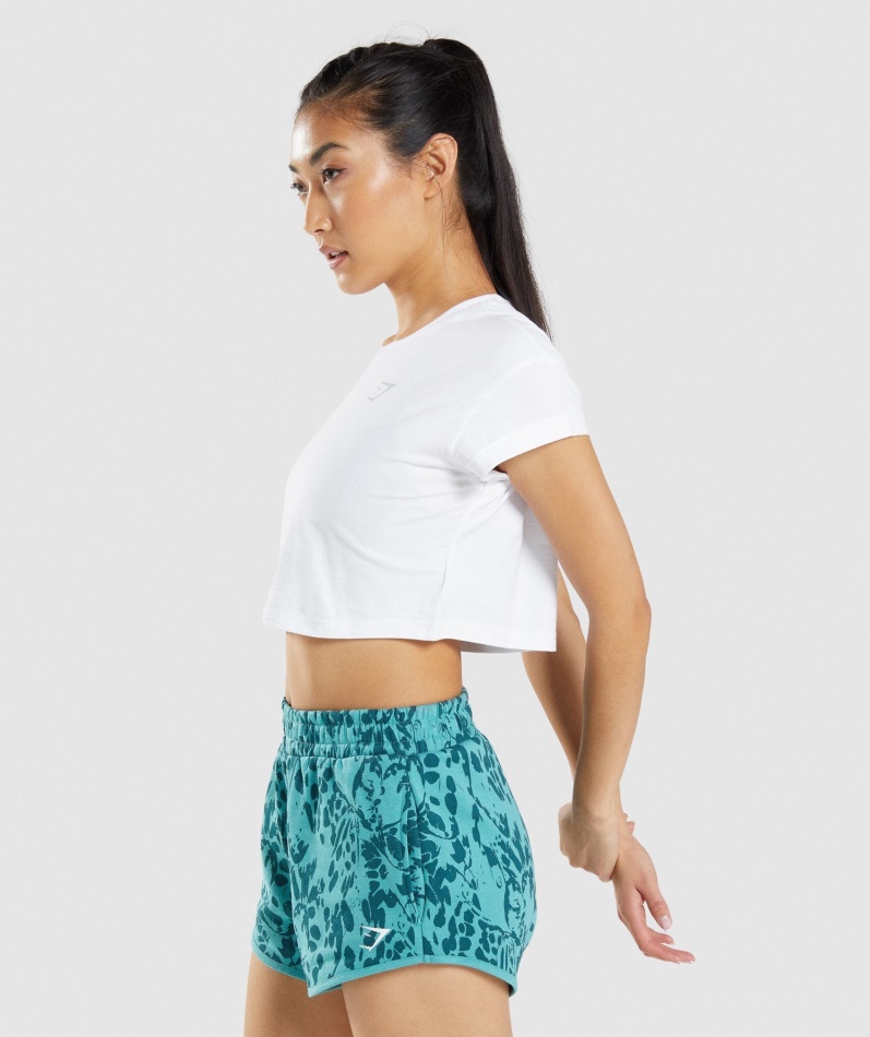Gymshark Animal Graphic Crop T-skjorte Hvit