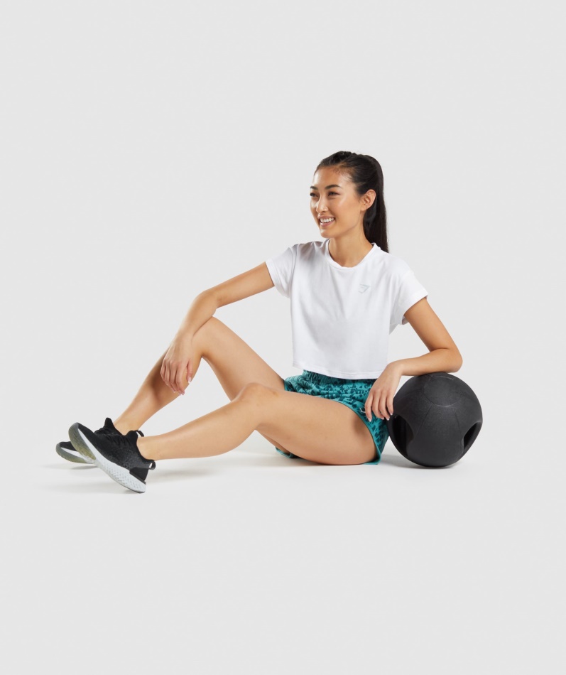 Gymshark Animal Graphic Crop T-skjorte Hvit