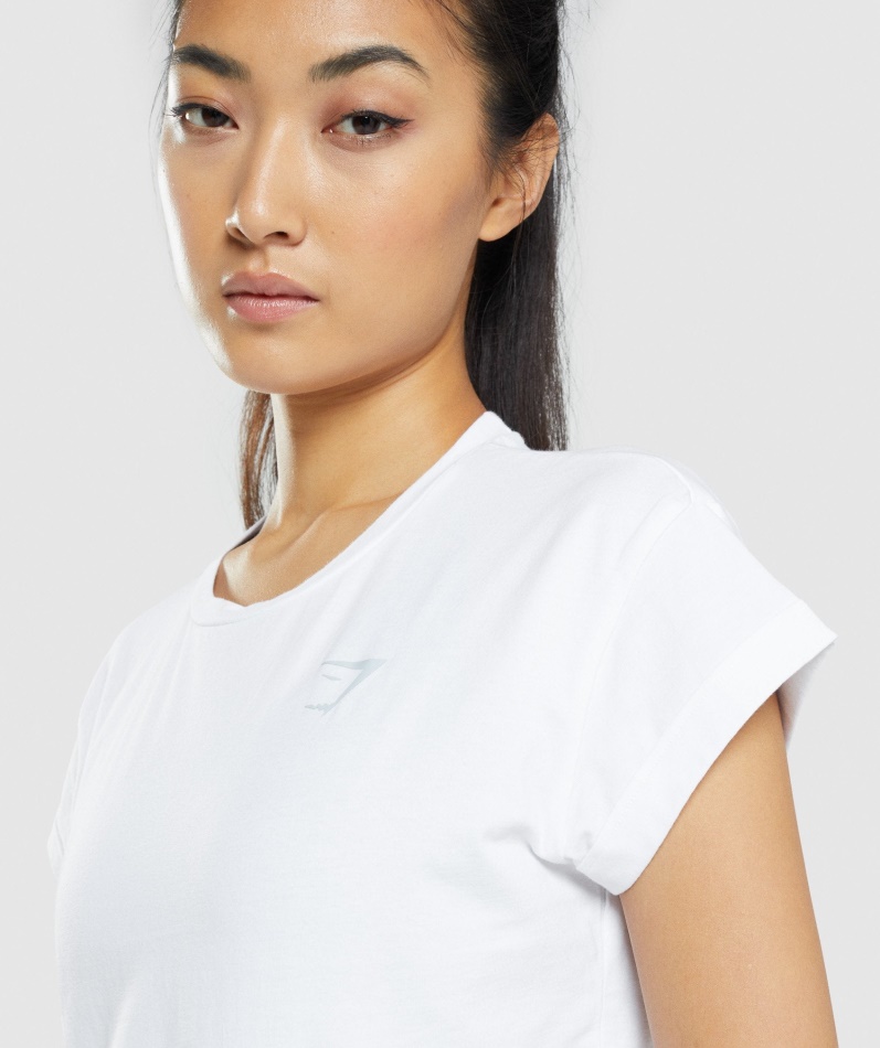Gymshark Animal Graphic Crop T-skjorte Hvit
