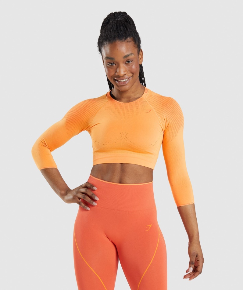 Gymshark Apex Sømløs Crop Top Aprikos Appelsin-papaya Appelsin