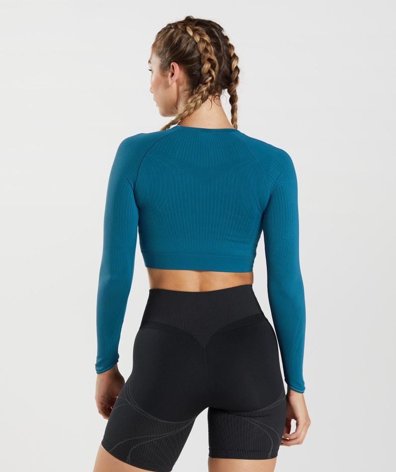 Gymshark Apex Sømløs Crop Top Atlantic Blue-hai Blue