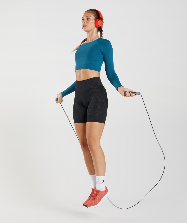 Gymshark Apex Sømløs Crop Top Atlantic Blue-hai Blue