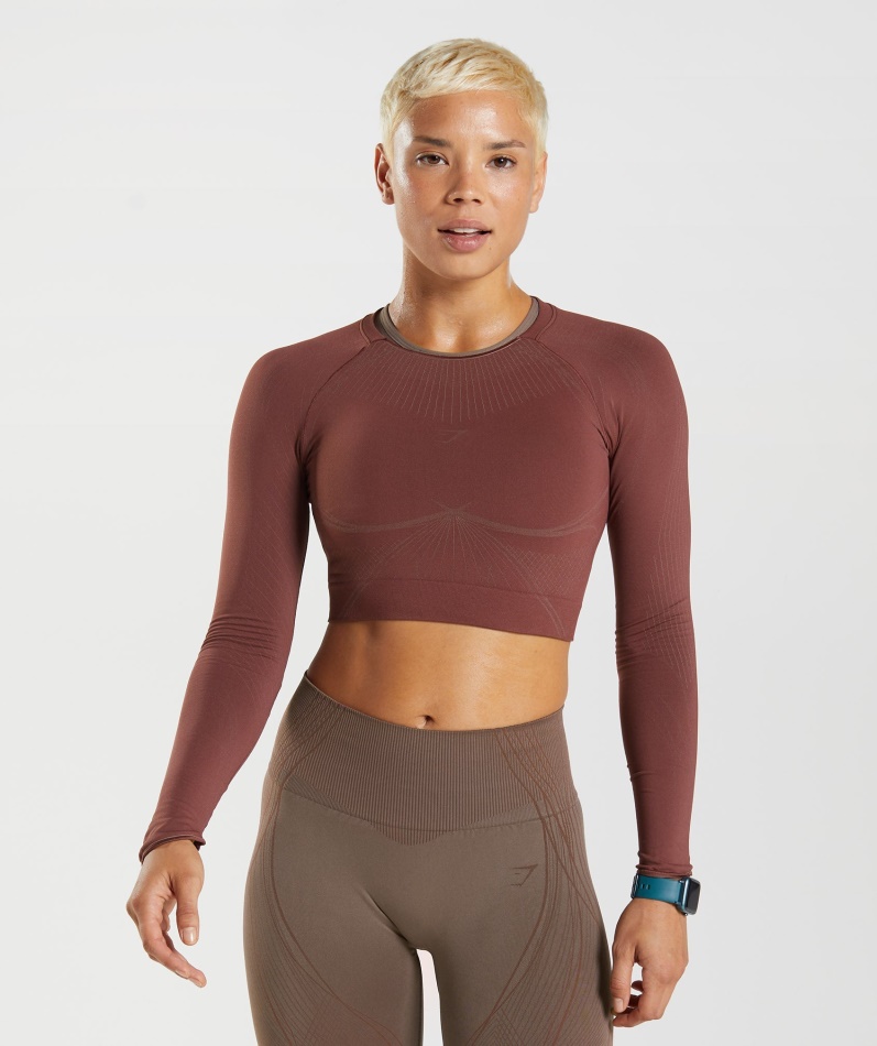 Gymshark Apex Sømløs Crop Top Kirsebærbrun-trøffelbrun