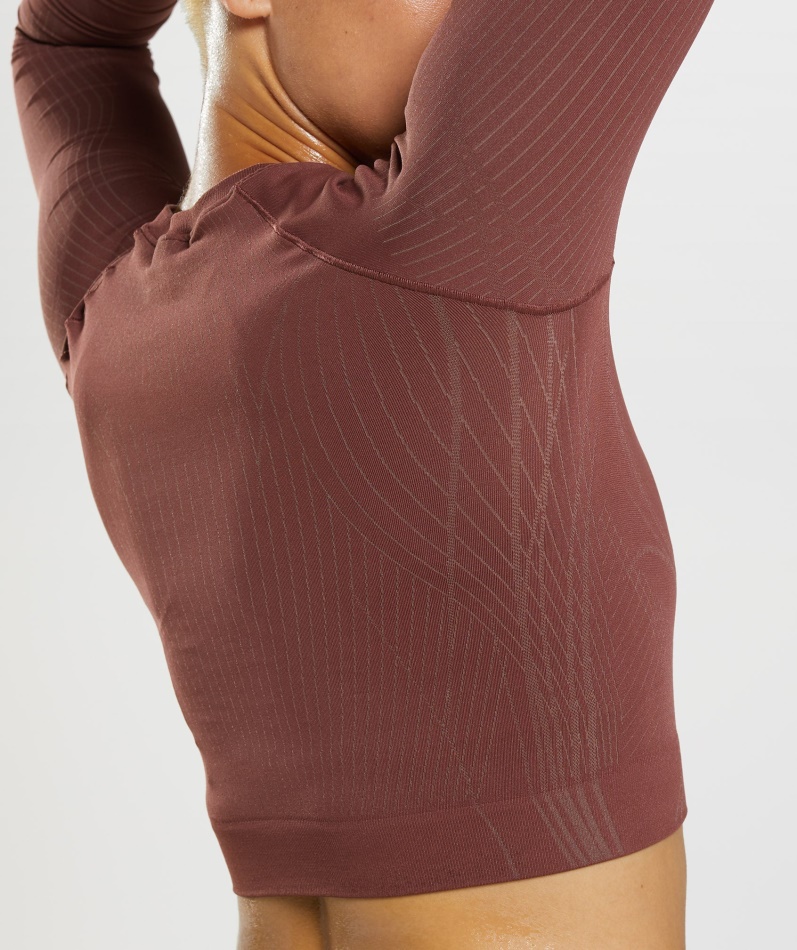 Gymshark Apex Sømløs Crop Top Kirsebærbrun-trøffelbrun