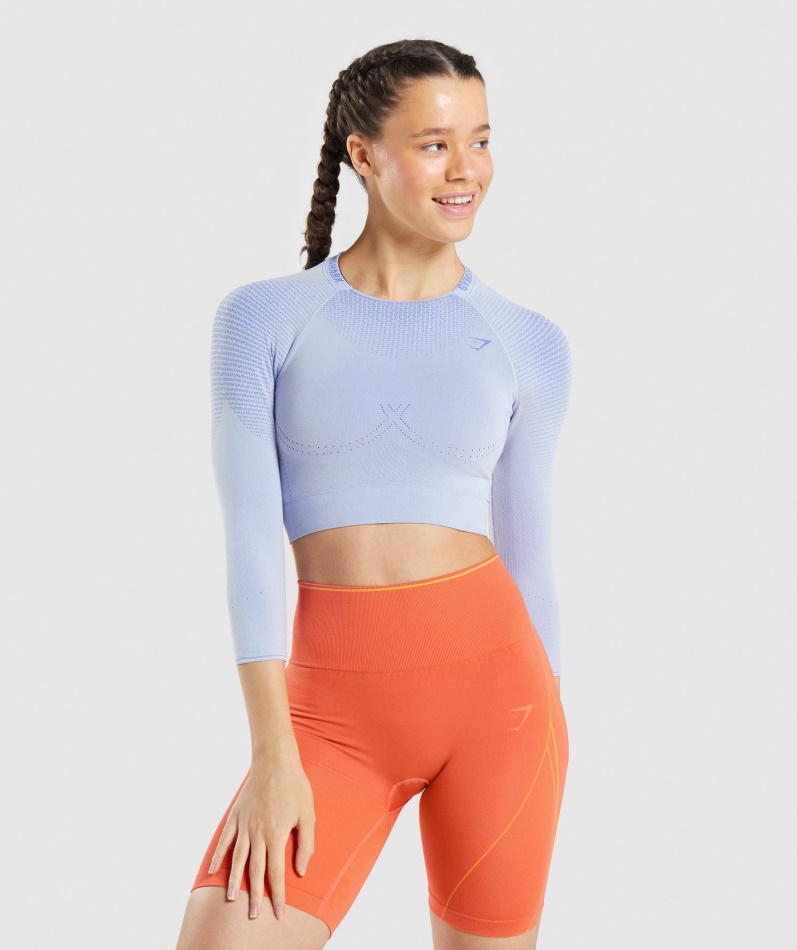 Gymshark Apex Sømløs Crop Top Lavendel Blå-baneblå