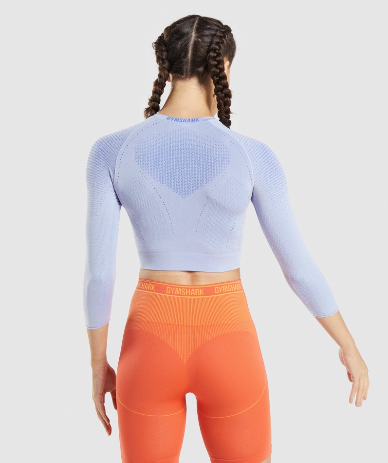 Gymshark Apex Sømløs Crop Top Lavendel Blå-baneblå