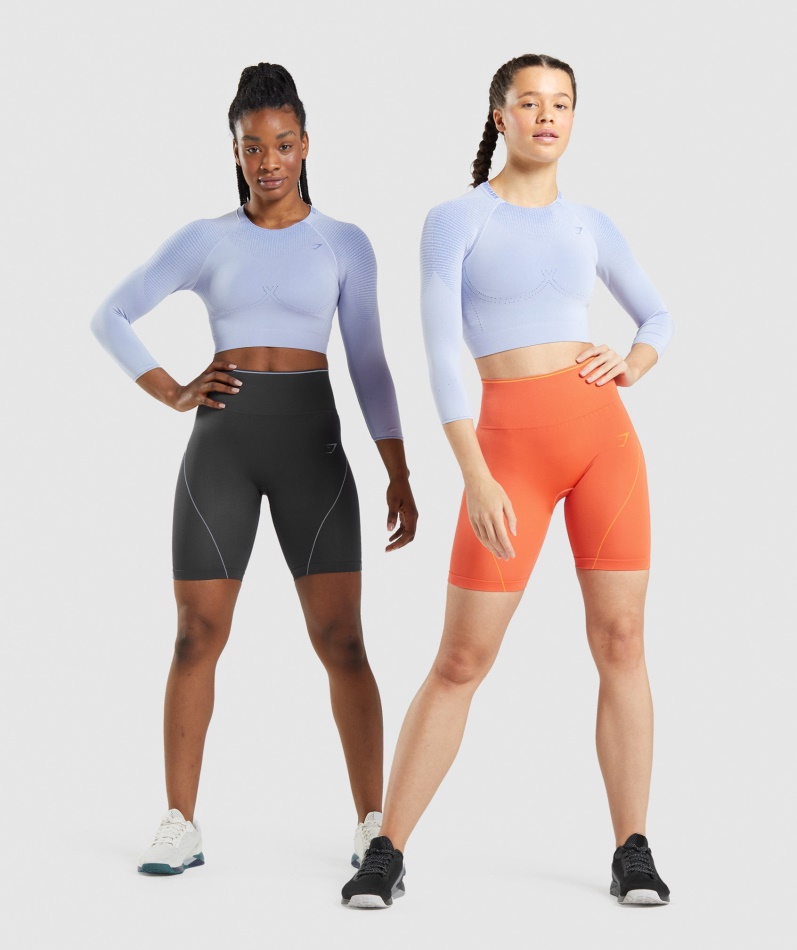Gymshark Apex Sømløs Crop Top Lavendel Blå-baneblå
