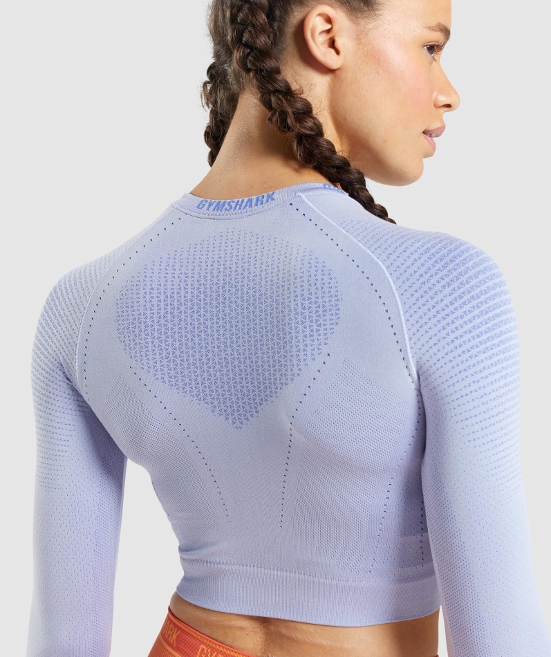 Gymshark Apex Sømløs Crop Top Lavendel Blå-baneblå