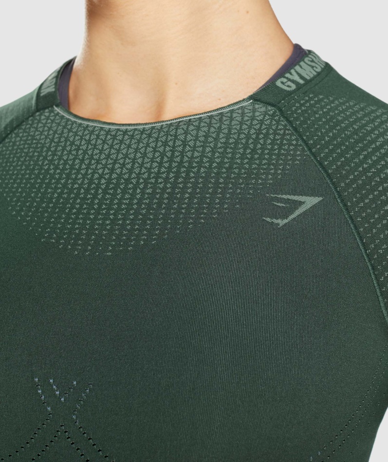 Gymshark Apex Sømløs Crop Top Obsidian Grønn-agurkgrønn