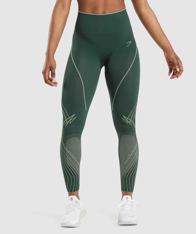 Gymshark Apex Sømløse Høye Leggings Obsidian Grønn-agurkgrønn