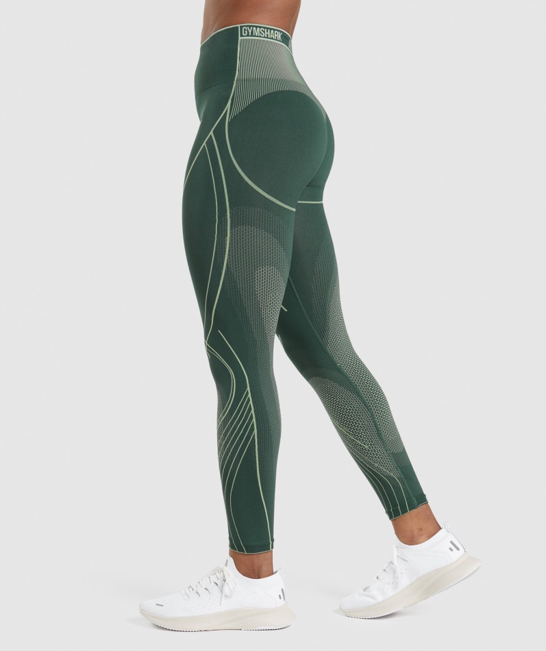 Gymshark Apex Sømløse Høye Leggings Obsidian Grønn-agurkgrønn