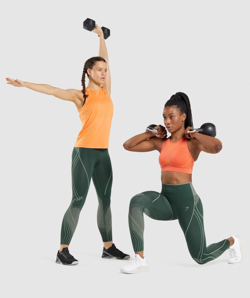 Gymshark Apex Sømløse Høye Leggings Obsidian Grønn-agurkgrønn