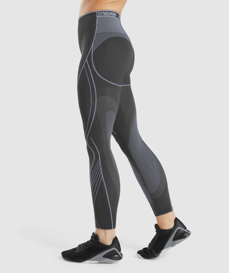 Gymshark Apex Sømløse Høye Leggings Onyx Grå-lavendelblå