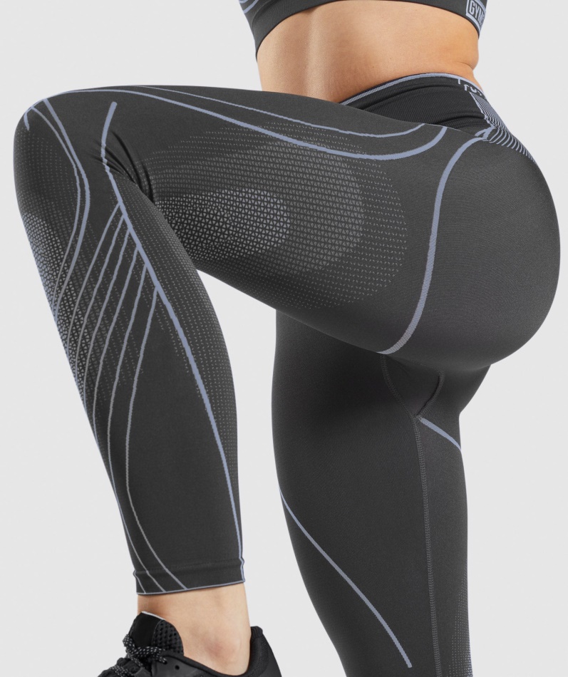 Gymshark Apex Sømløse Høye Leggings Onyx Grå-lavendelblå