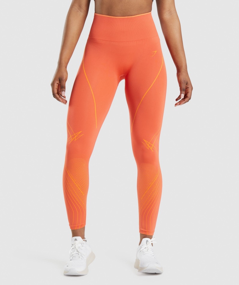 Gymshark Apex Sømløse Høye Leggings Papaya Oransje-aprikos Oransje