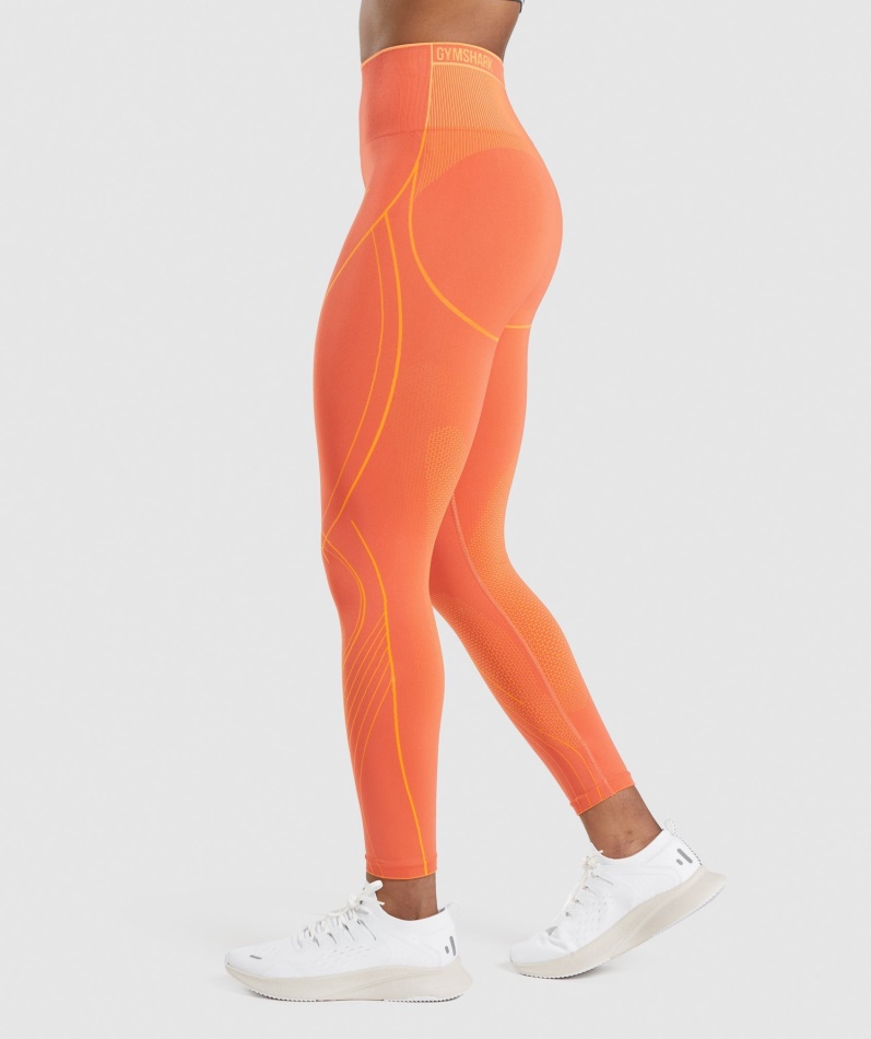 Gymshark Apex Sømløse Høye Leggings Papaya Oransje-aprikos Oransje