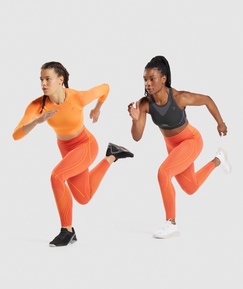 Gymshark Apex Sømløse Høye Leggings Papaya Oransje-aprikos Oransje