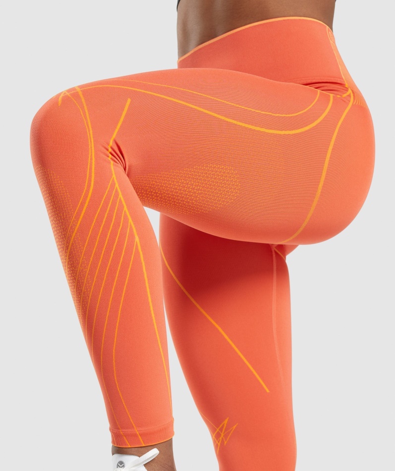 Gymshark Apex Sømløse Høye Leggings Papaya Oransje-aprikos Oransje