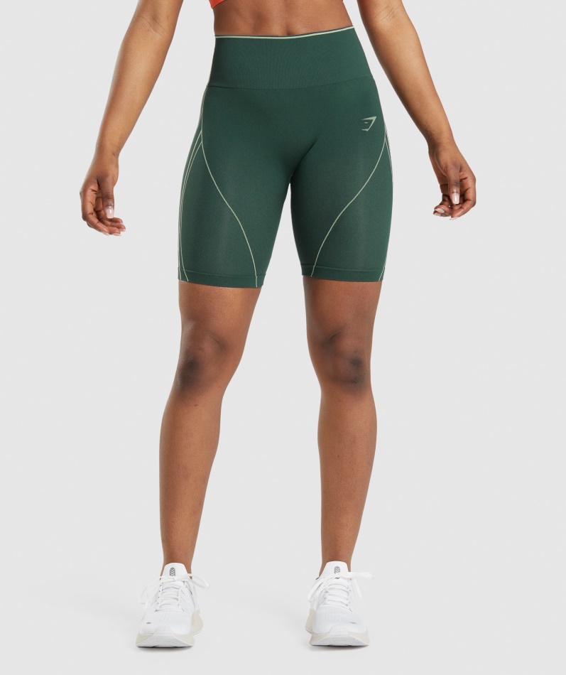 Gymshark Apex Sømløs Høyhus Kort Obsidian Grønn-agurkgrønn