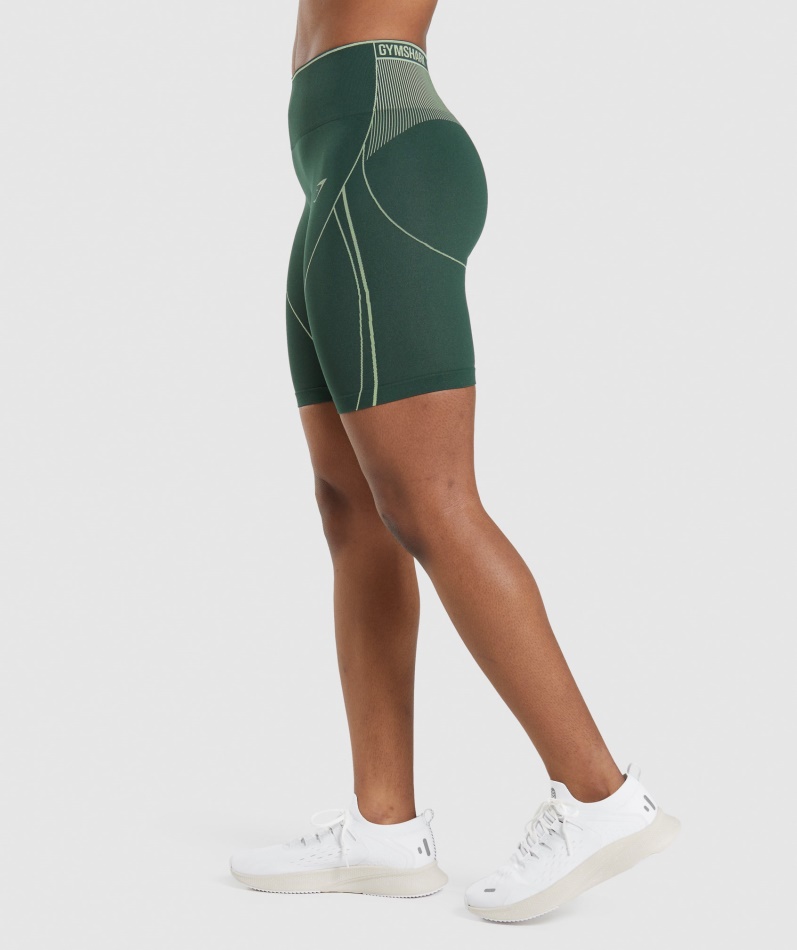Gymshark Apex Sømløs Høyhus Kort Obsidian Grønn-agurkgrønn