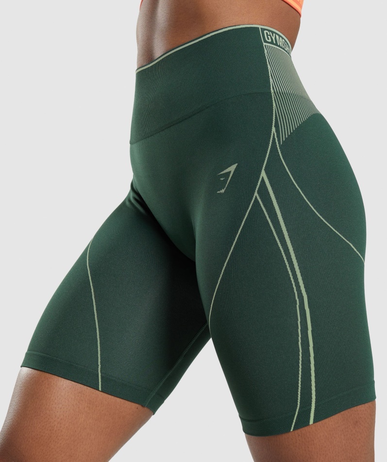 Gymshark Apex Sømløs Høyhus Kort Obsidian Grønn-agurkgrønn