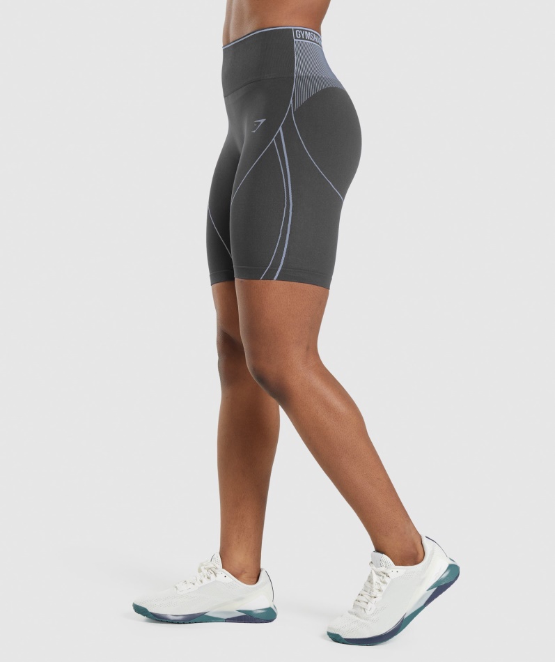 Gymshark Apex Sømløs Høyhus Kort Onyx Grå-lavendelblå