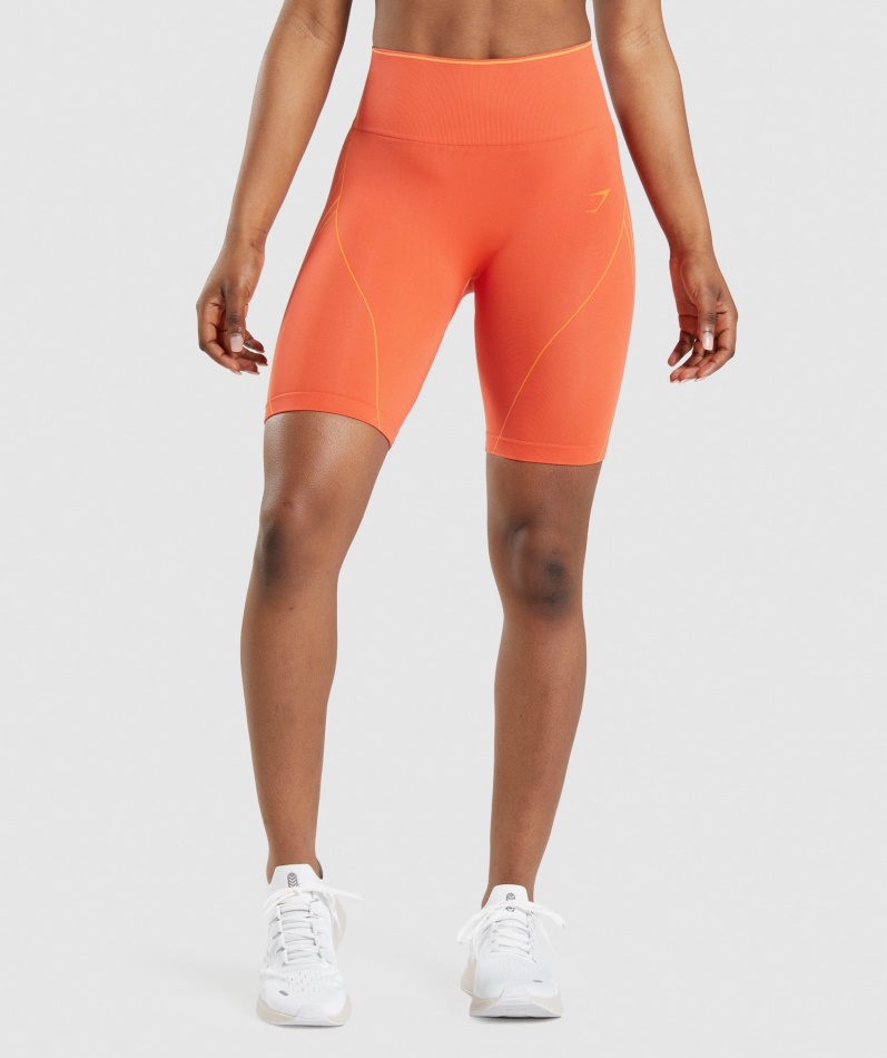 Gymshark Apex Sømløs Høy Stige Kort Papaya Appelsin-aprikos Oransje