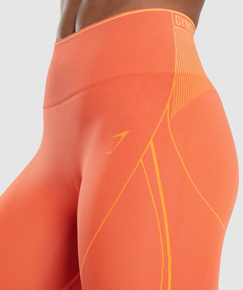 Gymshark Apex Sømløs Høy Stige Kort Papaya Appelsin-aprikos Oransje