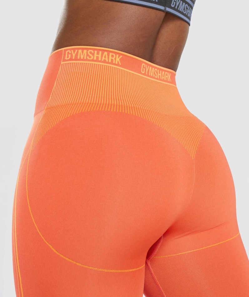 Gymshark Apex Sømløs Høy Stige Kort Papaya Appelsin-aprikos Oransje