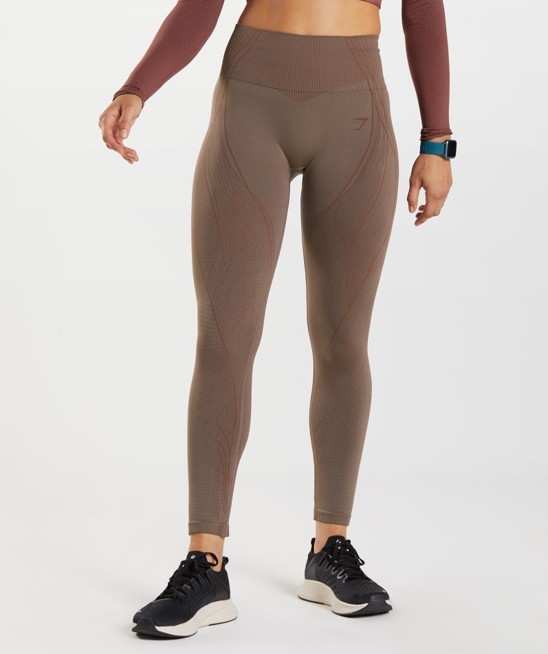 Gymshark Apex Sømløse Leggings Trøffel Brun-kirsebærbrun