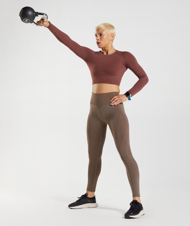 Gymshark Apex Sømløse Leggings Trøffel Brun-kirsebærbrun